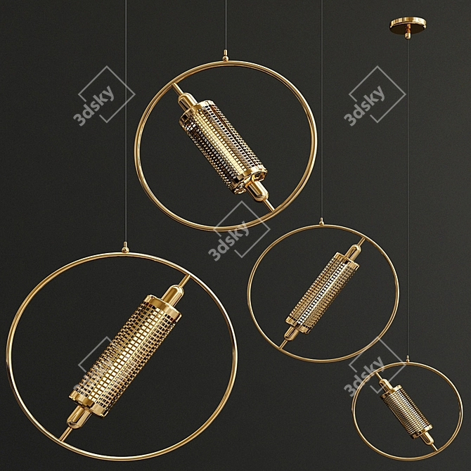 Contemporary Copper Pendant Chandelier 3D model image 5