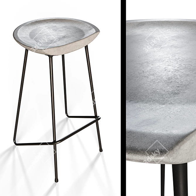 Ziz Concrete Stool by The Blue House 3D model image 1