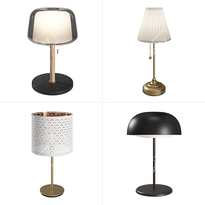 Elegant Table Lamps Set for Home 3D model image 1