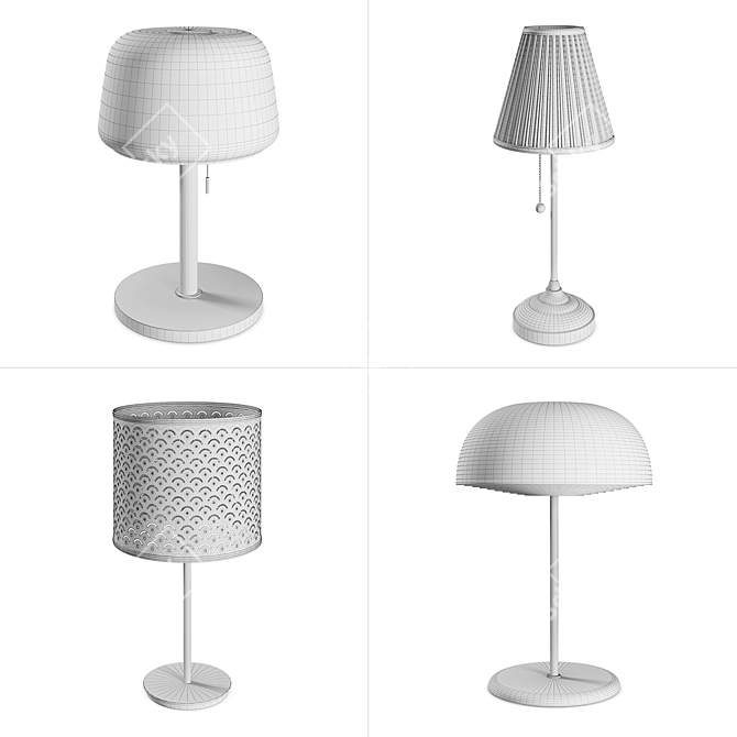 Elegant Table Lamps Set for Home 3D model image 2