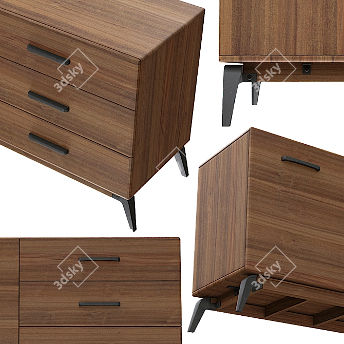 Elegant Dark Mango Wood Sideboard 3D model image 2