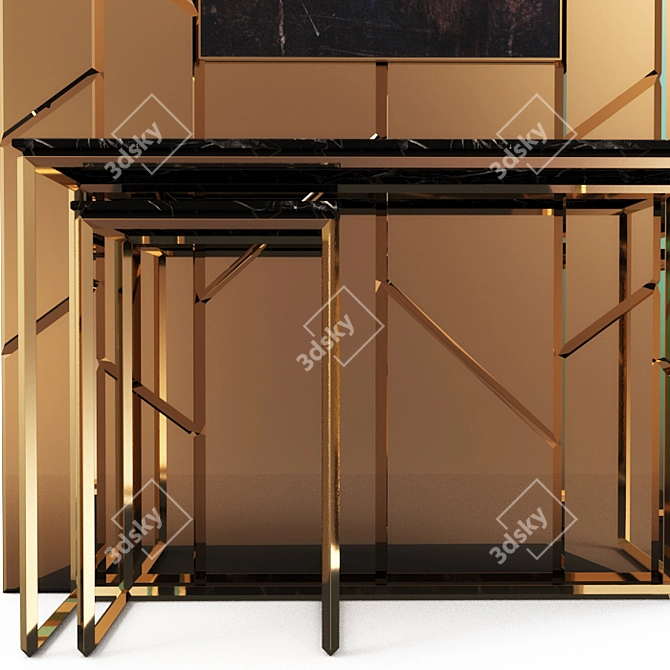 Elegant Wood Console Table 3D model image 2