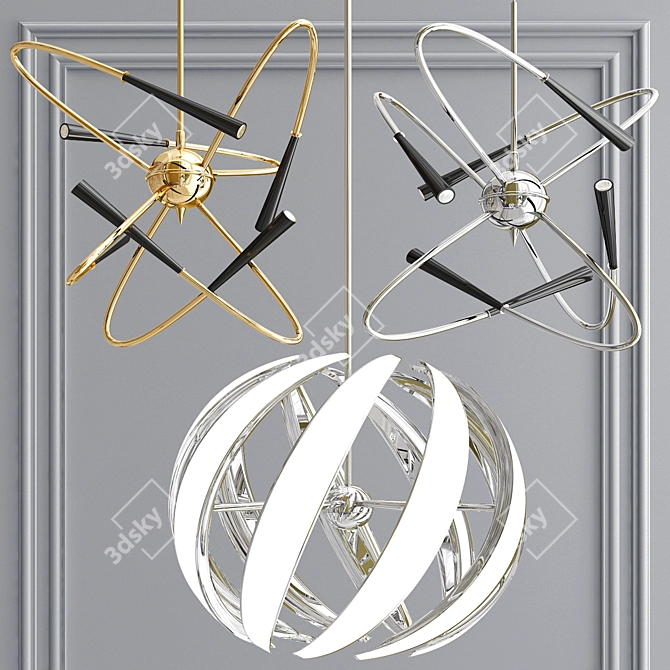 Swirl LED Pendant Chandelier 3D model image 1