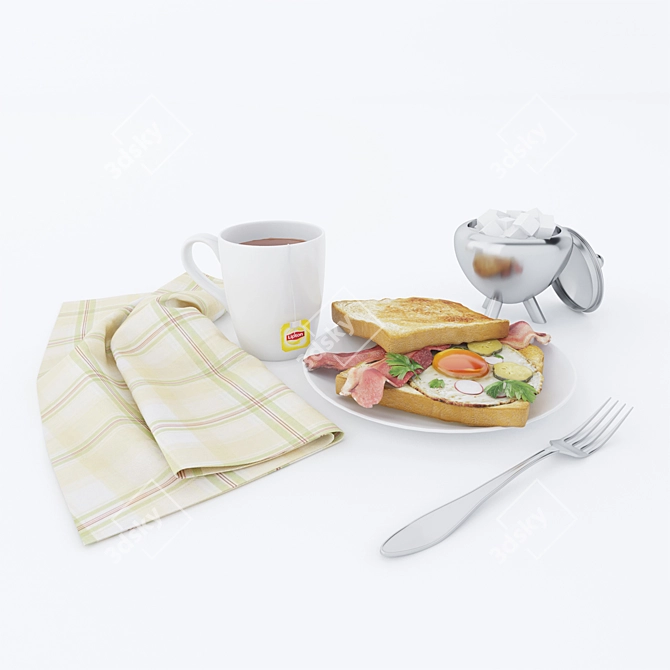  Hearty Breakfast Set 3D model image 1