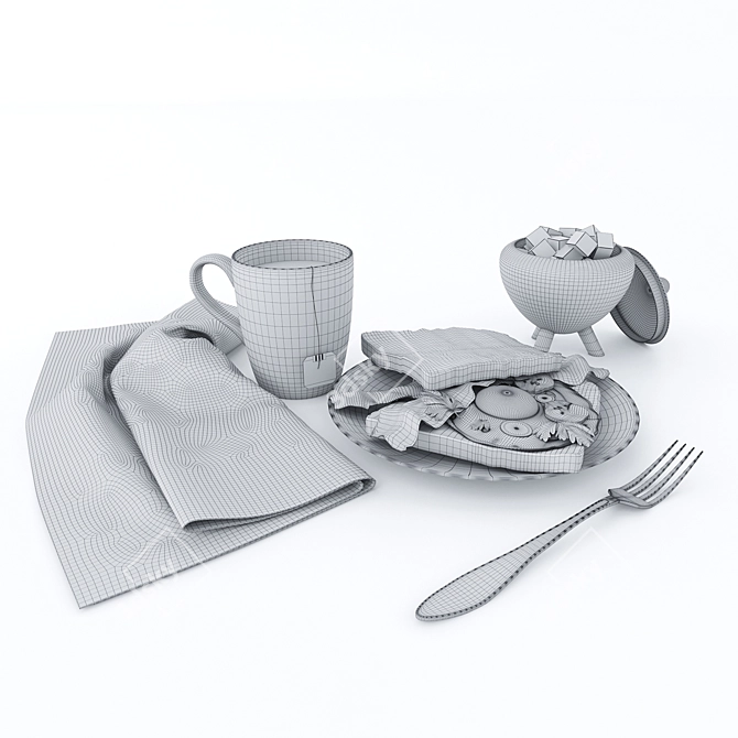  Hearty Breakfast Set 3D model image 3