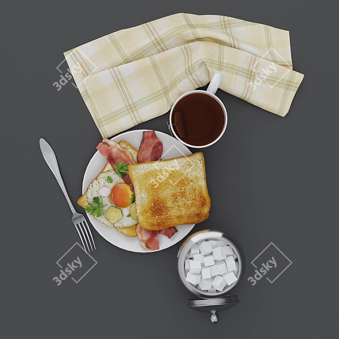  Hearty Breakfast Set 3D model image 5