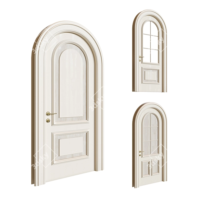 Elegant Arched Door Set 3D model image 1