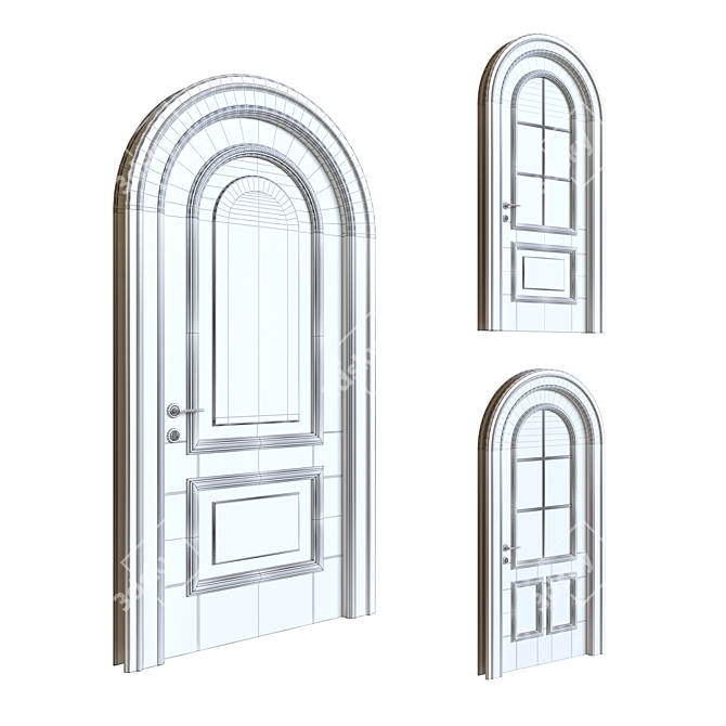 Elegant Arched Door Set 3D model image 2