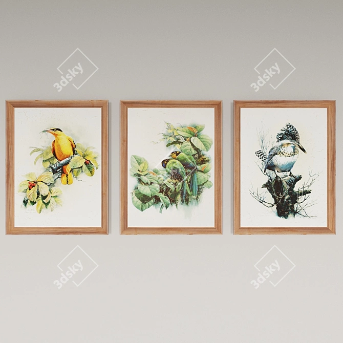 Zeng Xiao Lian Paintings Set: Aged Canvas 3D model image 1