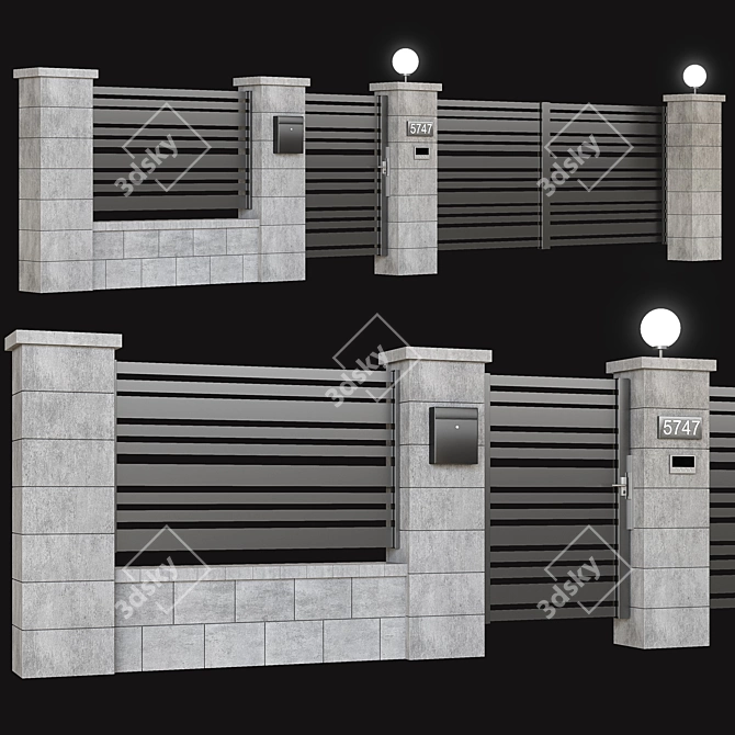 Secure Entrance: Fence, Gate & Intercom 3D model image 1