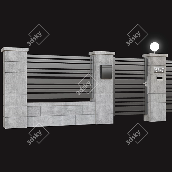 Secure Entrance: Fence, Gate & Intercom 3D model image 3