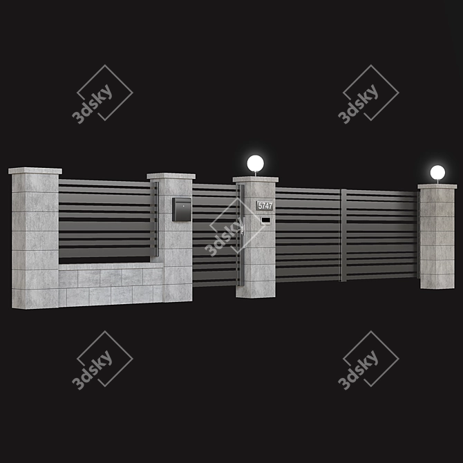 Secure Entrance: Fence, Gate & Intercom 3D model image 4