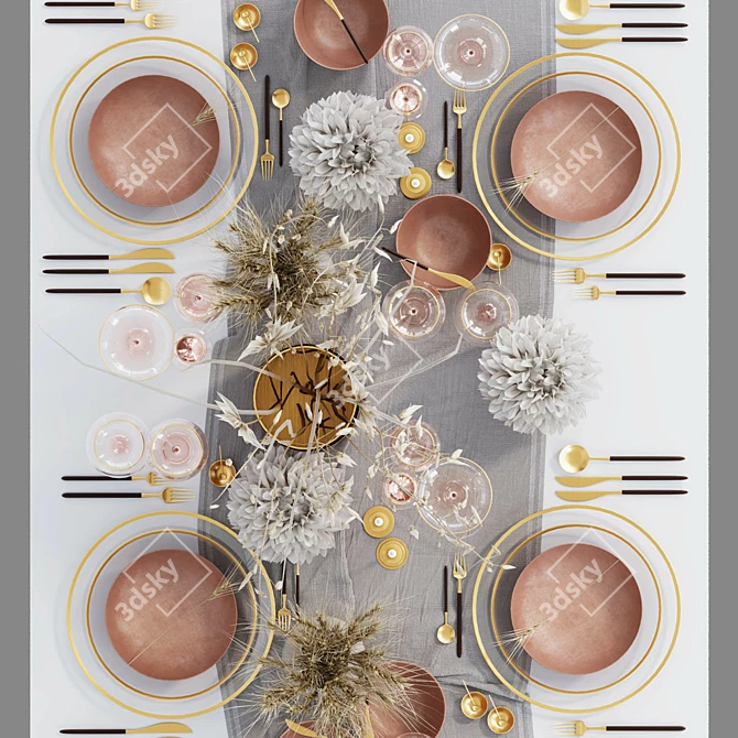 "Dried Blooms Table Setting 3D model image 3