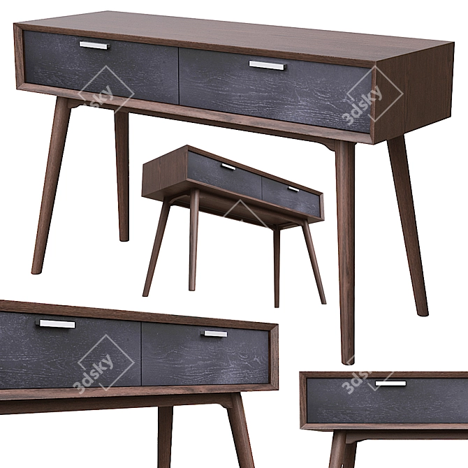 Modern Walnut Console Table: 40x120x75cm 3D model image 1