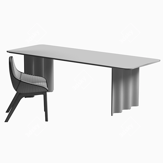  Zeitraum Curtain Rectangular Table + Morph Dining Chair - Timeless Elegance for Dining Space 3D model image 3