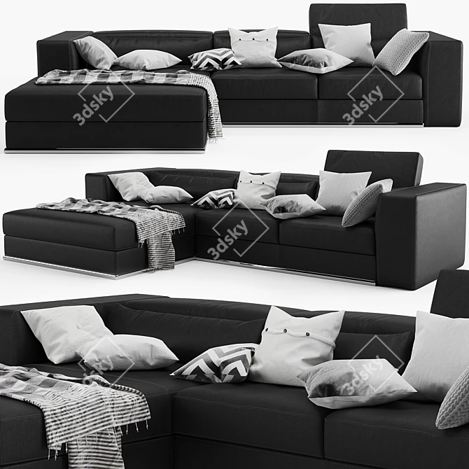 Elegant Symphony Sofa with 5 Armrests 3D model image 1