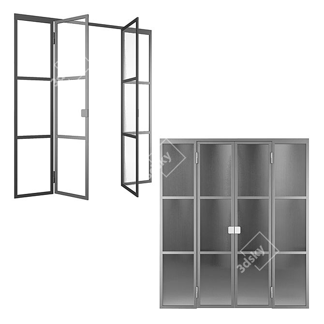 Elegant Glass Room Divider 3D model image 2