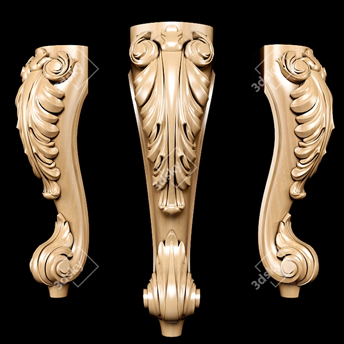 Elegant Classic Carved Table Leg 3D model image 2