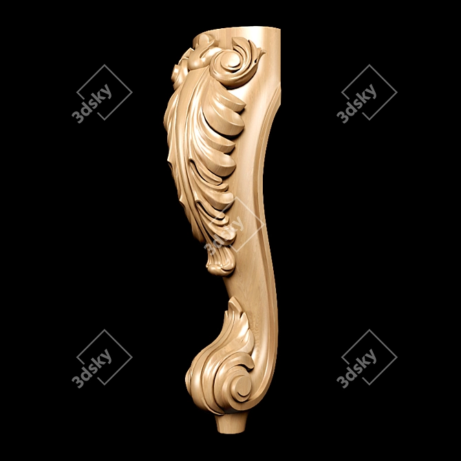 Elegant Classic Carved Table Leg 3D model image 6