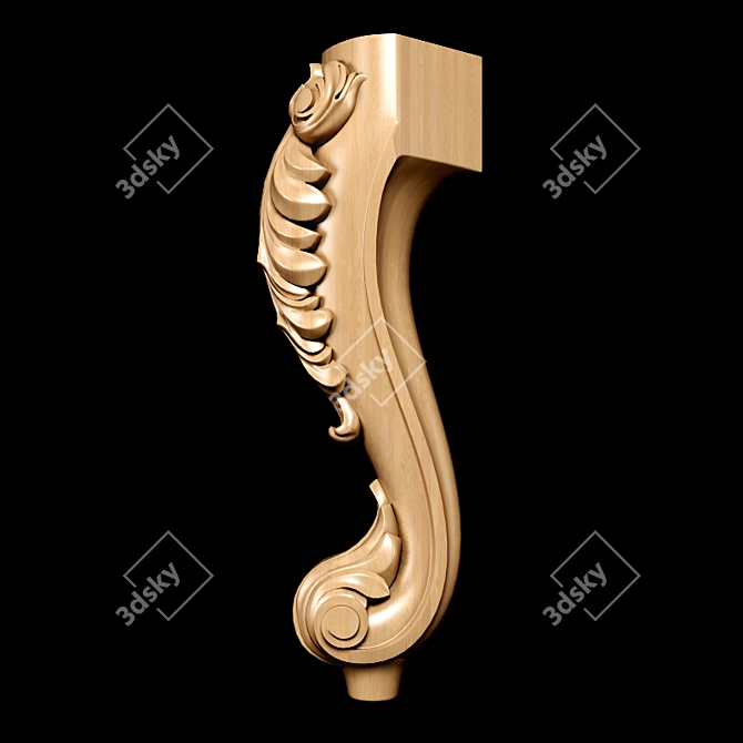 Elegant Classic Carved Table Leg 3D model image 7