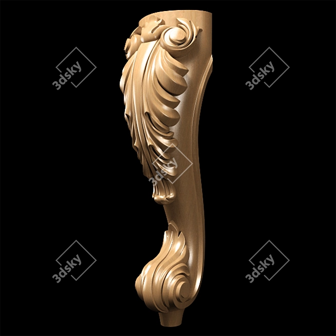 Elegant Classic Carved Table Leg 3D model image 9