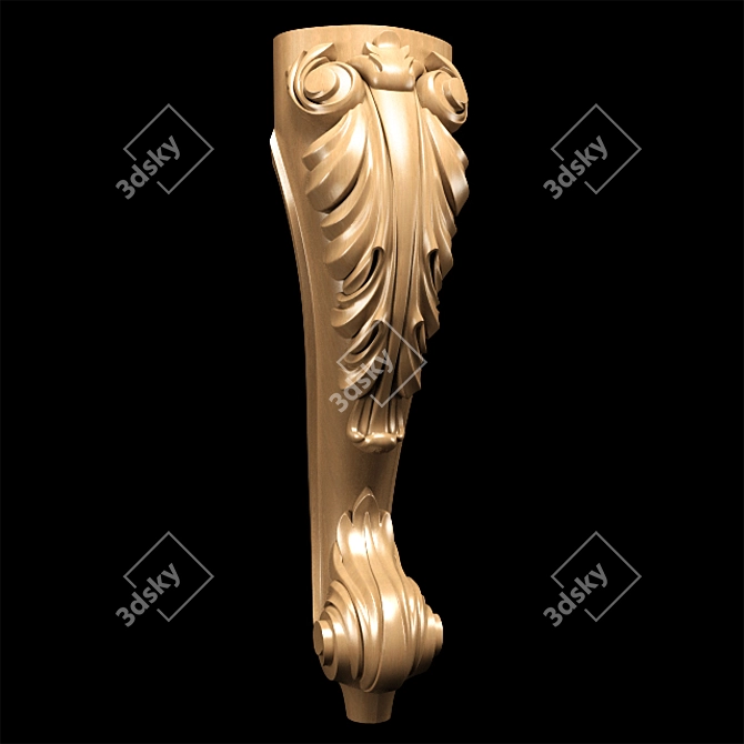 Elegant Classic Carved Table Leg 3D model image 12