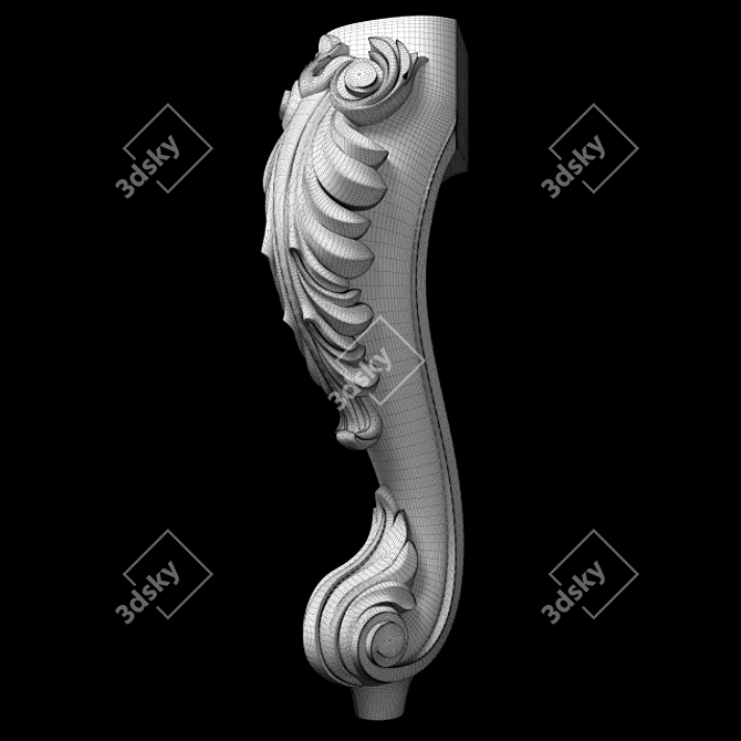 Elegant Classic Carved Table Leg 3D model image 18