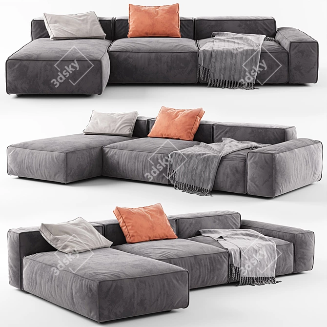 Contemporary Modular Sofa: Stylish, Minimalist 3D model image 1