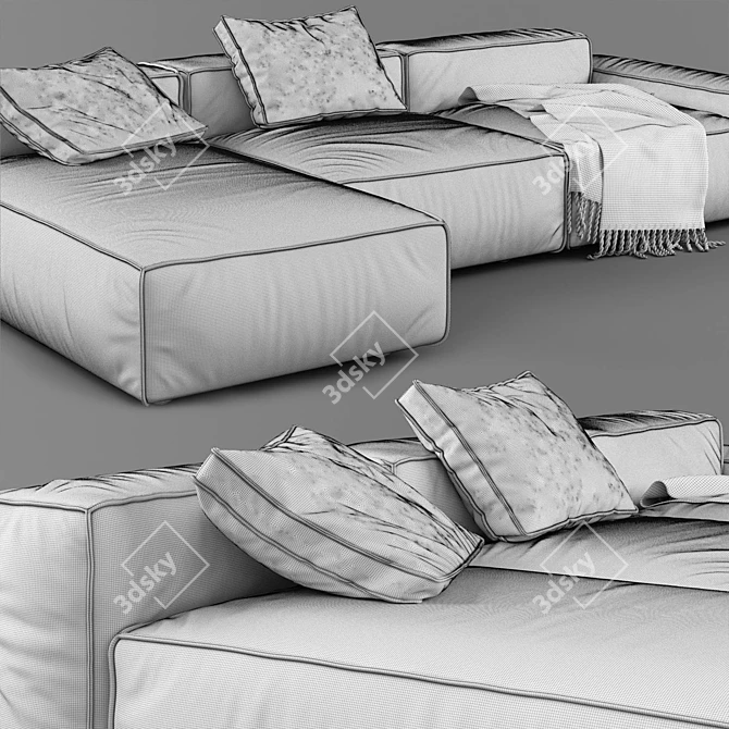 Contemporary Modular Sofa: Stylish, Minimalist 3D model image 4