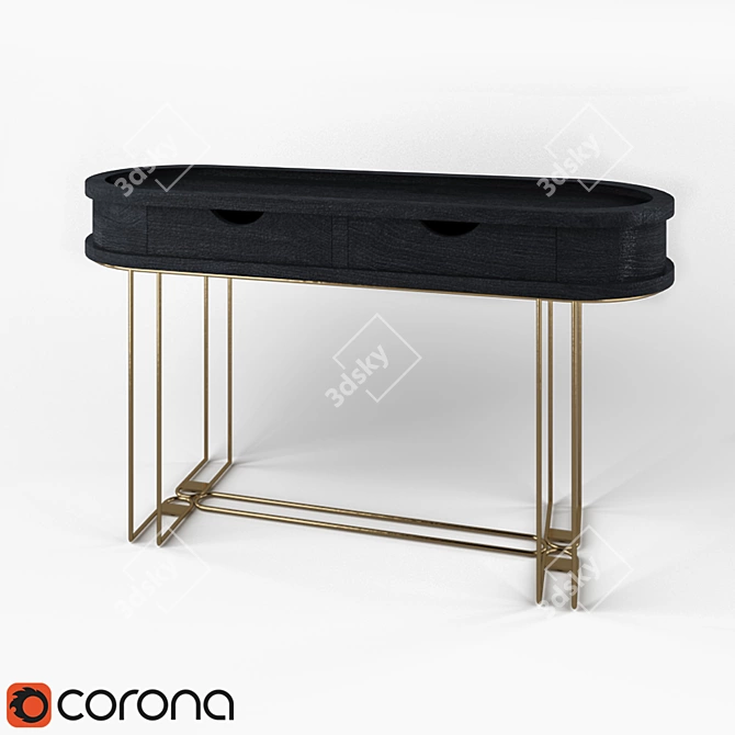 Cosmo Porto Console: Elegant Black Wood Table 3D model image 1