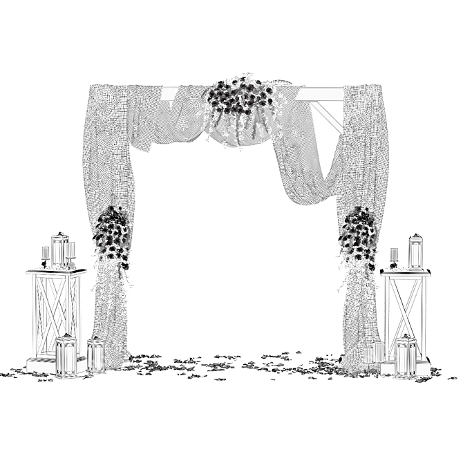 Elegant Floral Wedding Arch 3D model image 5