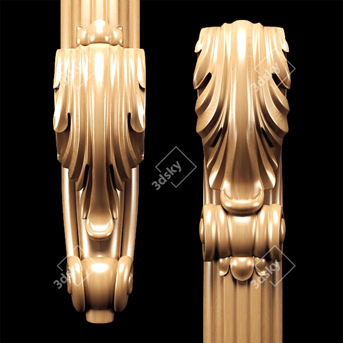 Elegant Classic Carved Leg: High-Quality, CNC-Compatible 3D model image 3