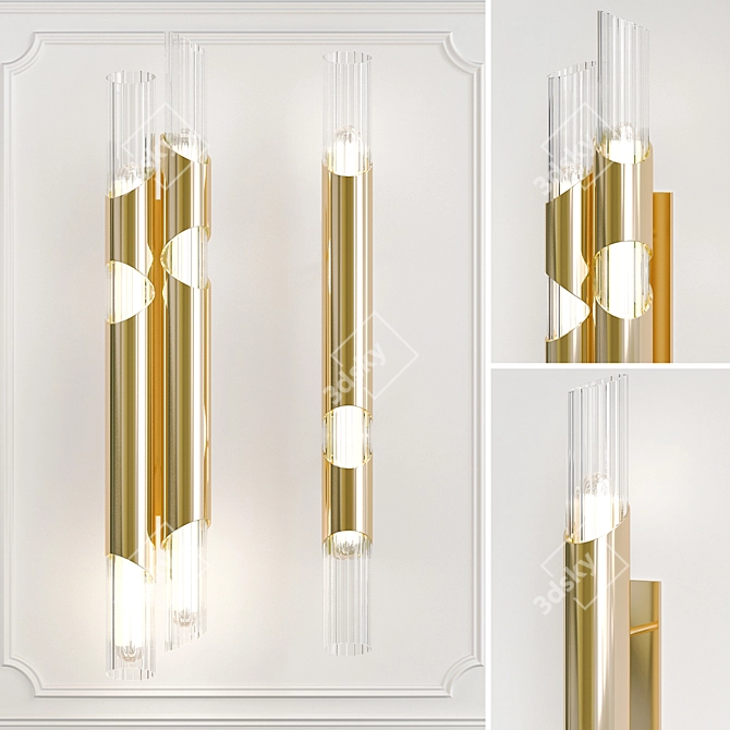 Elegant Wall Sconce Duo 3D model image 1