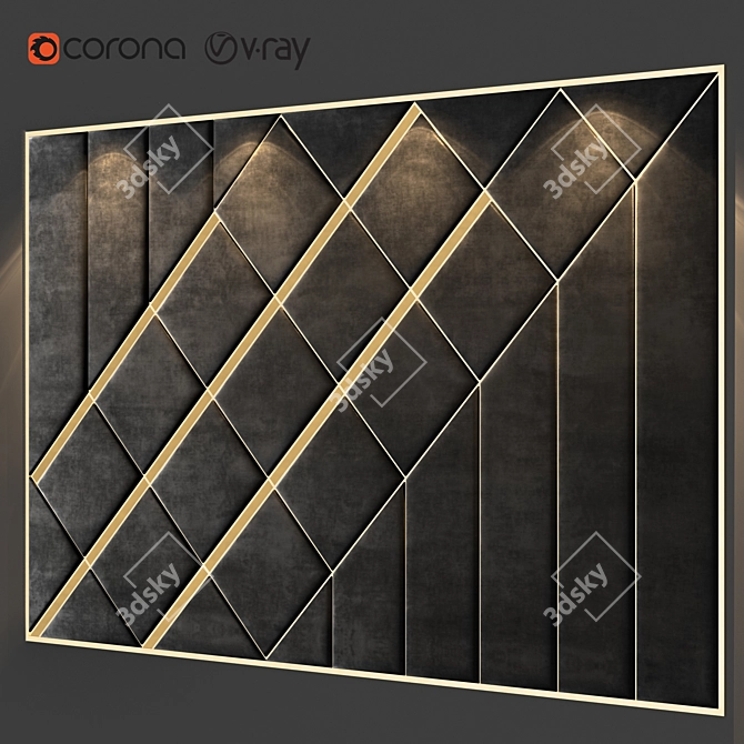 Sleek Black Wall Panel 3D model image 2