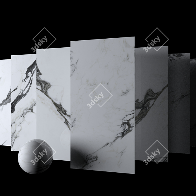Panda White Marble Set: Elegant and Multi-Textured 3D model image 2