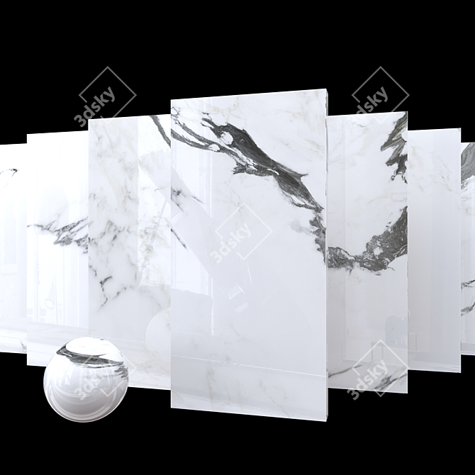 Elegant Panda White Marble Set 3D model image 1