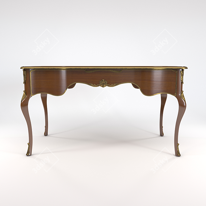 Vintage Wooden Table 3D model image 2