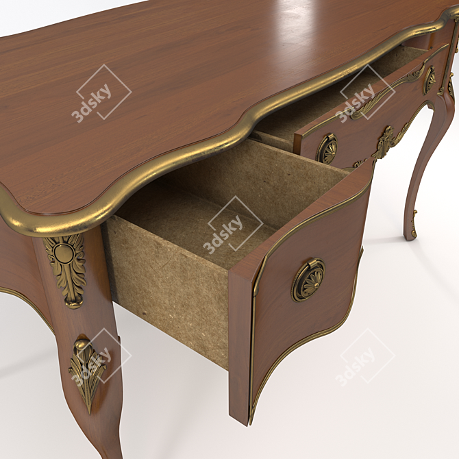 Vintage Wooden Table 3D model image 3