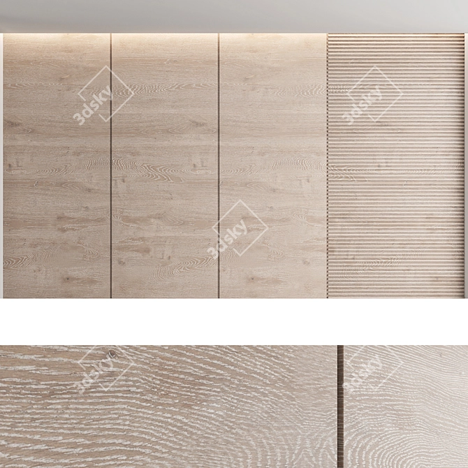 Decorative Wood Wall Panel Set 3D model image 2