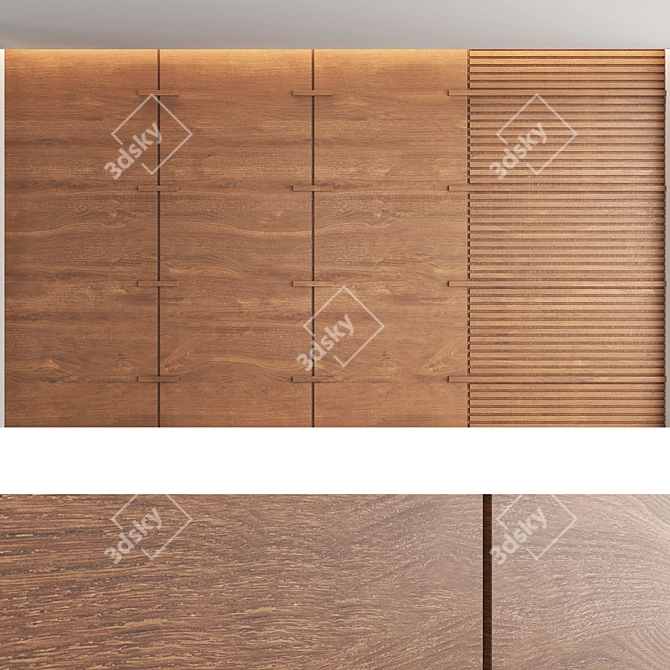 Decorative Wood Wall Panel Set 3D model image 3