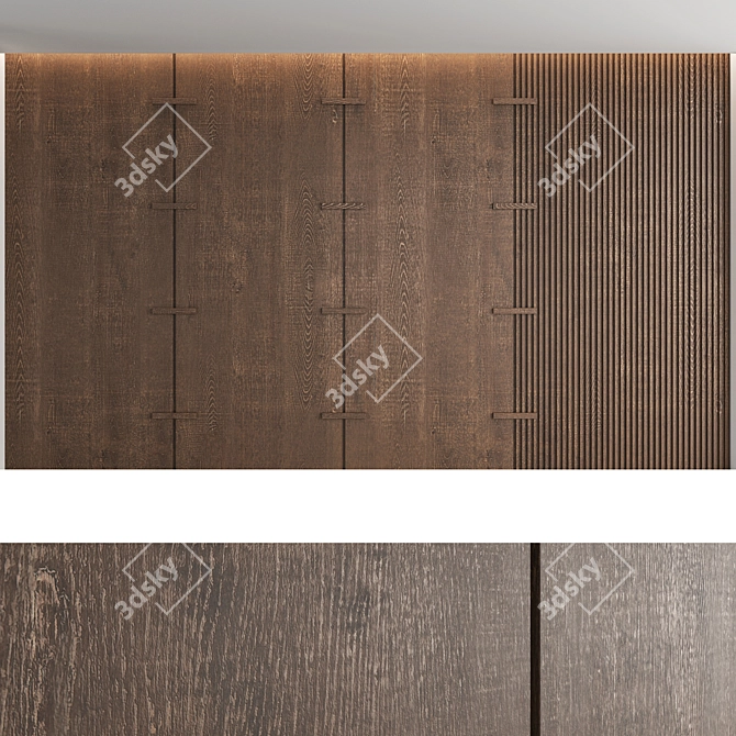 Decorative Wood Wall Panel Set 3D model image 4