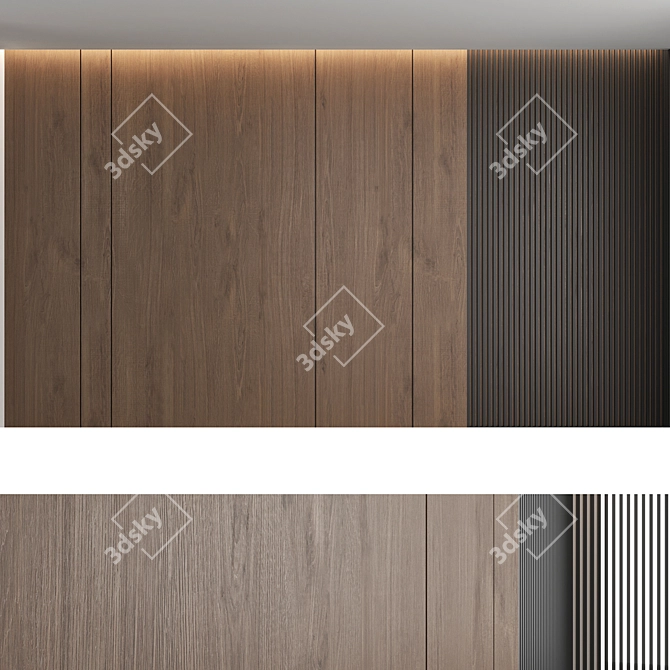 Seamless Texture Wood Wall Panels (Set of 2) 3D model image 3