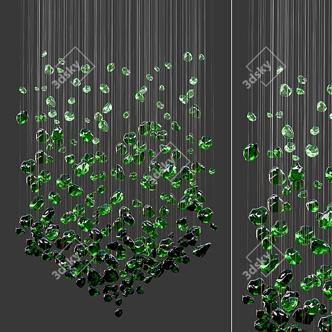 V-Shaped Green Gemstone Chandelier 3D model image 1