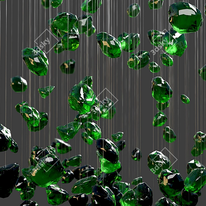 V-Shaped Green Gemstone Chandelier 3D model image 2