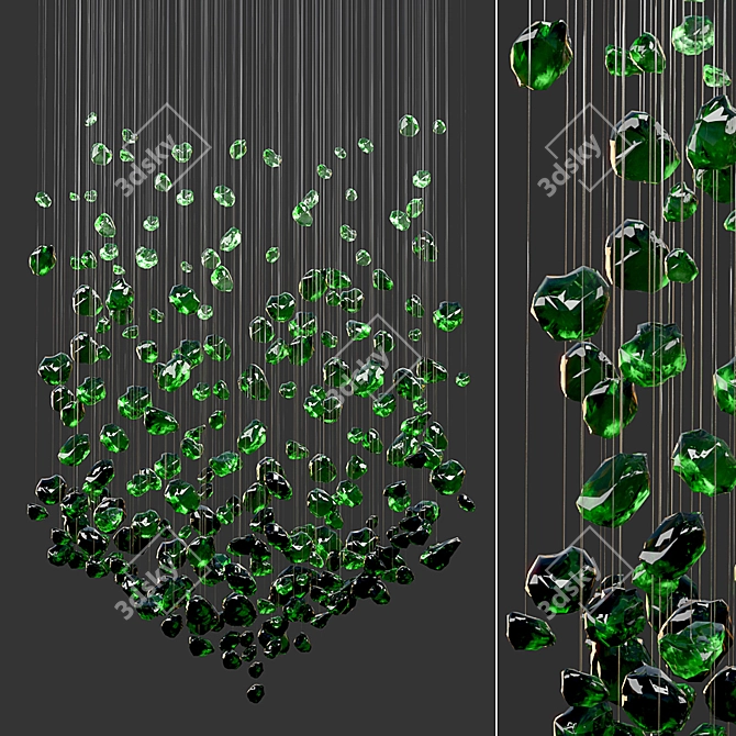 V-Shaped Green Gemstone Chandelier 3D model image 4