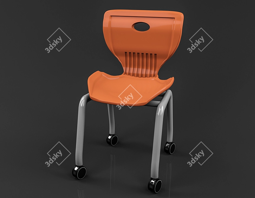 Modern Plastic Conference Chair with Wheels 3D model image 1