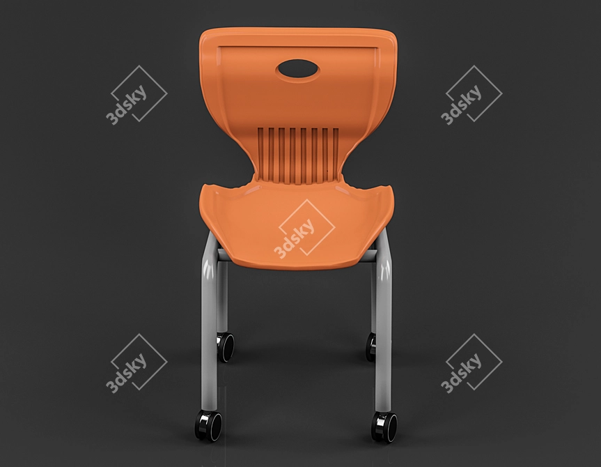 Modern Plastic Conference Chair with Wheels 3D model image 3