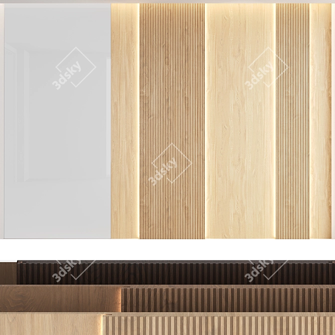 Decorative Wood Texture Wall Panel Set 3D model image 5