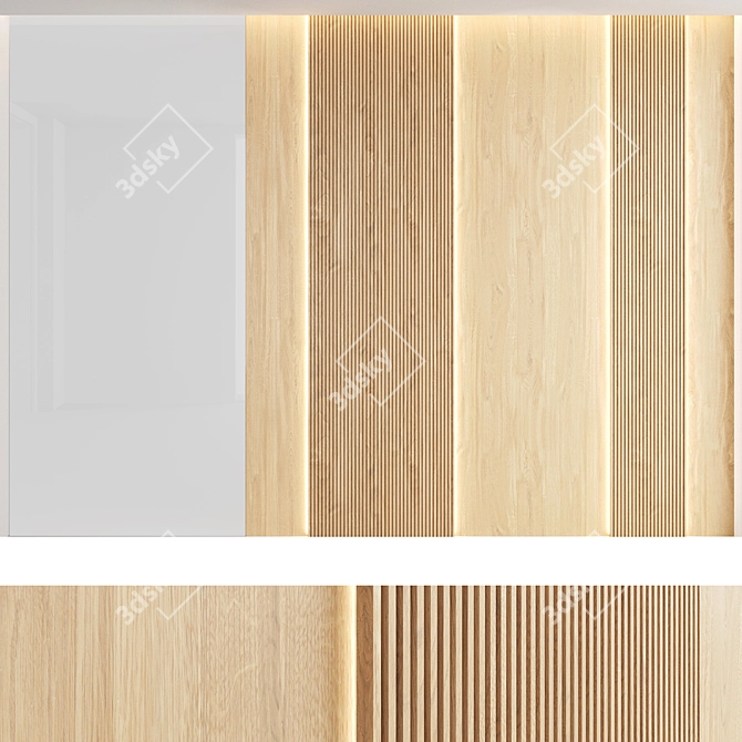 Decorative Wood Texture Wall Panel Set 3D model image 6