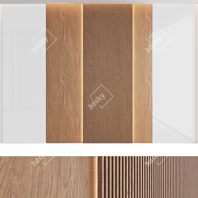 Decorative Wood Texture Wall Panel Set 3D model image 7